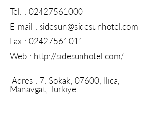 Side Sun Hotel iletiim bilgileri